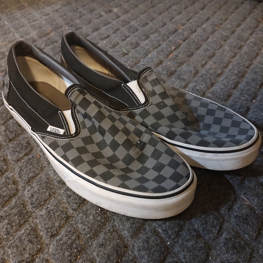 Vans Men's Black Checkered Slip-On Shoes